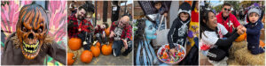 A strip of Andersonville Halloween photographs showing costumes, pumpkins and neighborhood festivities.