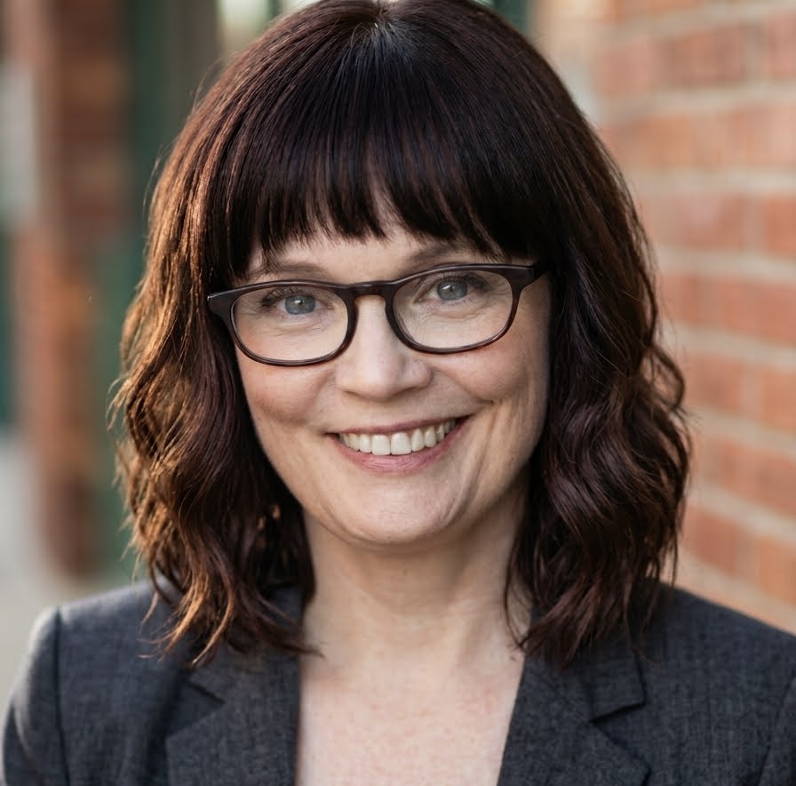 Headshot of Abby McEntee, wearing glasses and a dark blazer.
