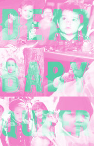 Pink and green collage cover of Dear Baby Queer, combining portraits and cutout lettering.