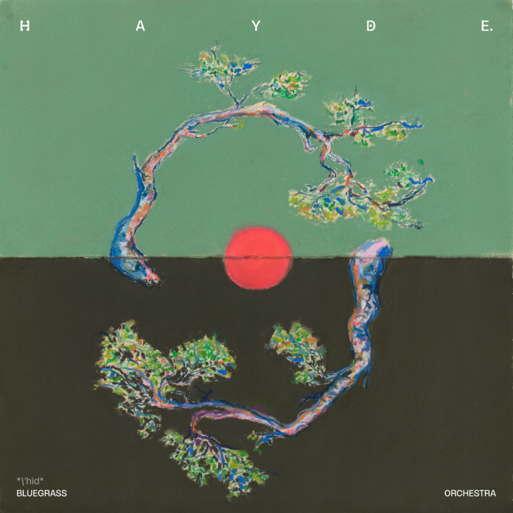 HAYDE. album cover featuring a circular branch and a red sun against a green background.
